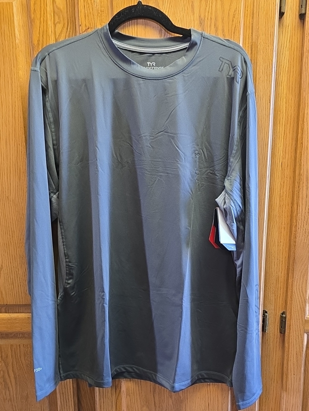 TYR Men's L/S Quickdry Sundefense Shirt UPF50+,  Gray, Size L